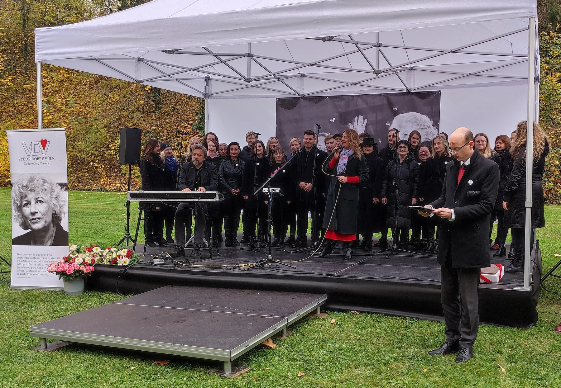 community choir singing outdoors