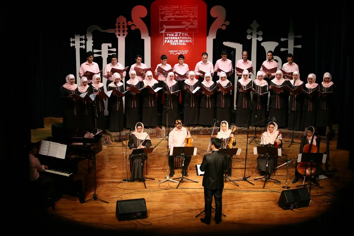 choir on stage in rehearsal choir on stage in rehearsal