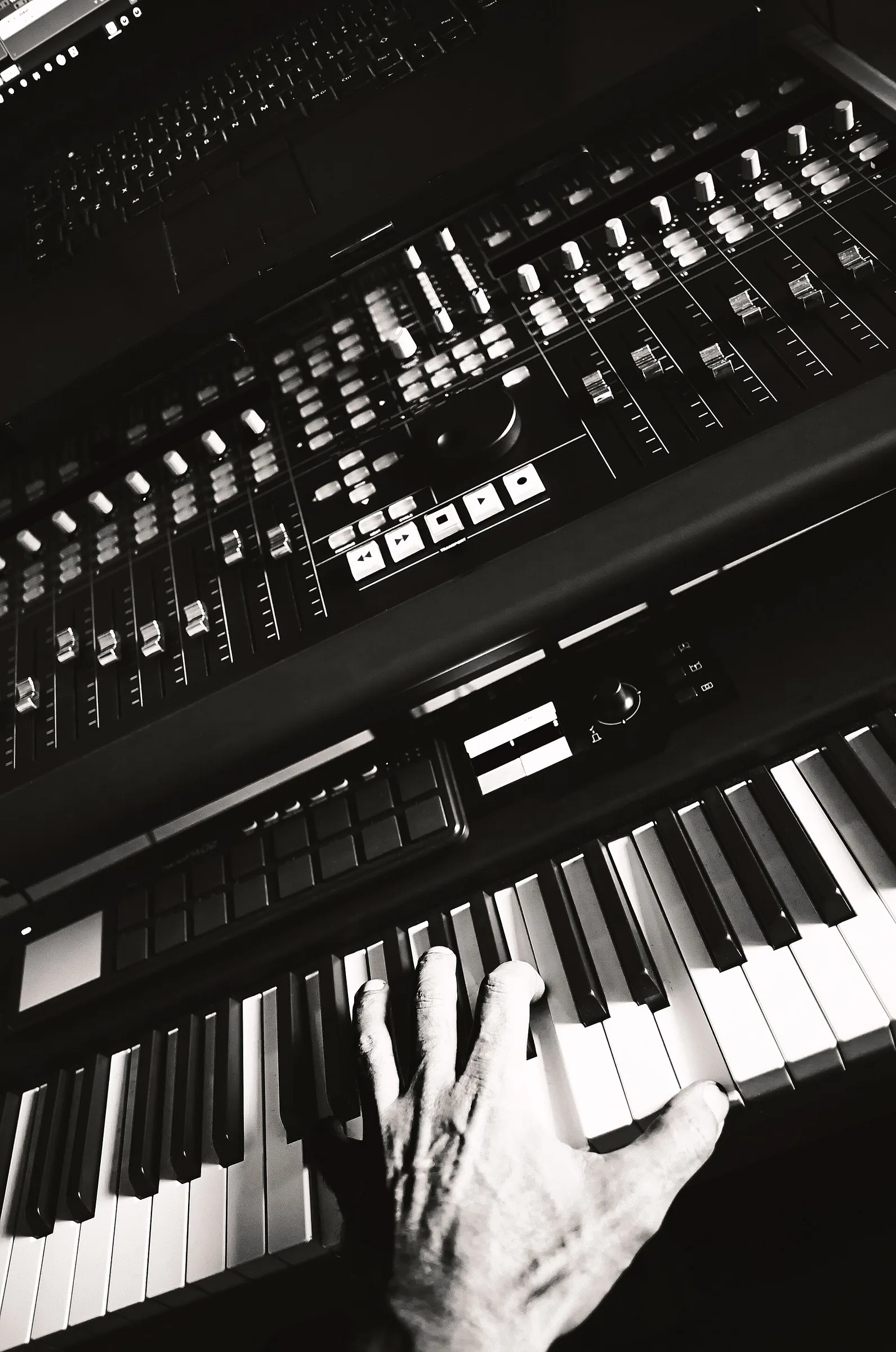 keyboard and music mixing console keyboard and music mixing console