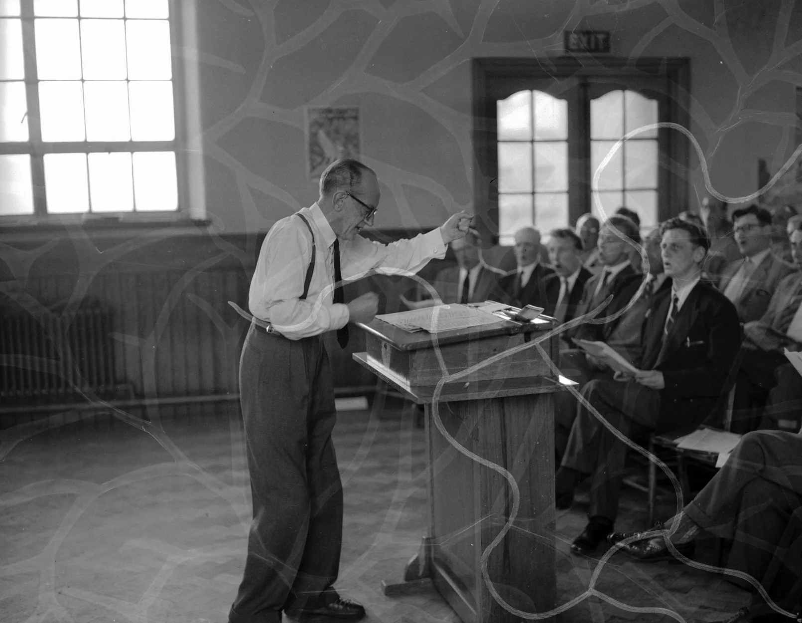 conductor leading an adult choir conductor leading an adult choir