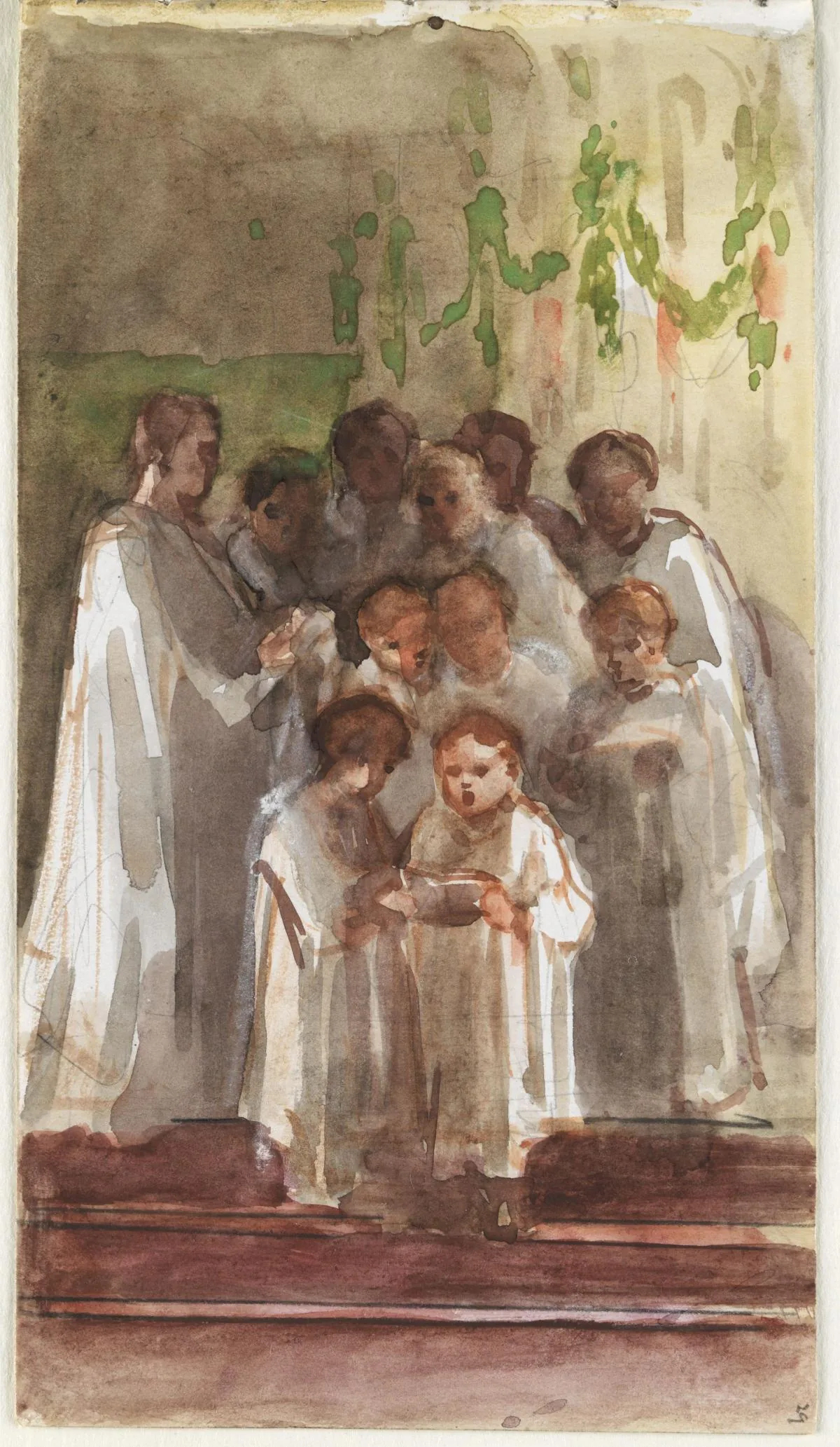 Choral group singing in watercolor Choral group singing in watercolor