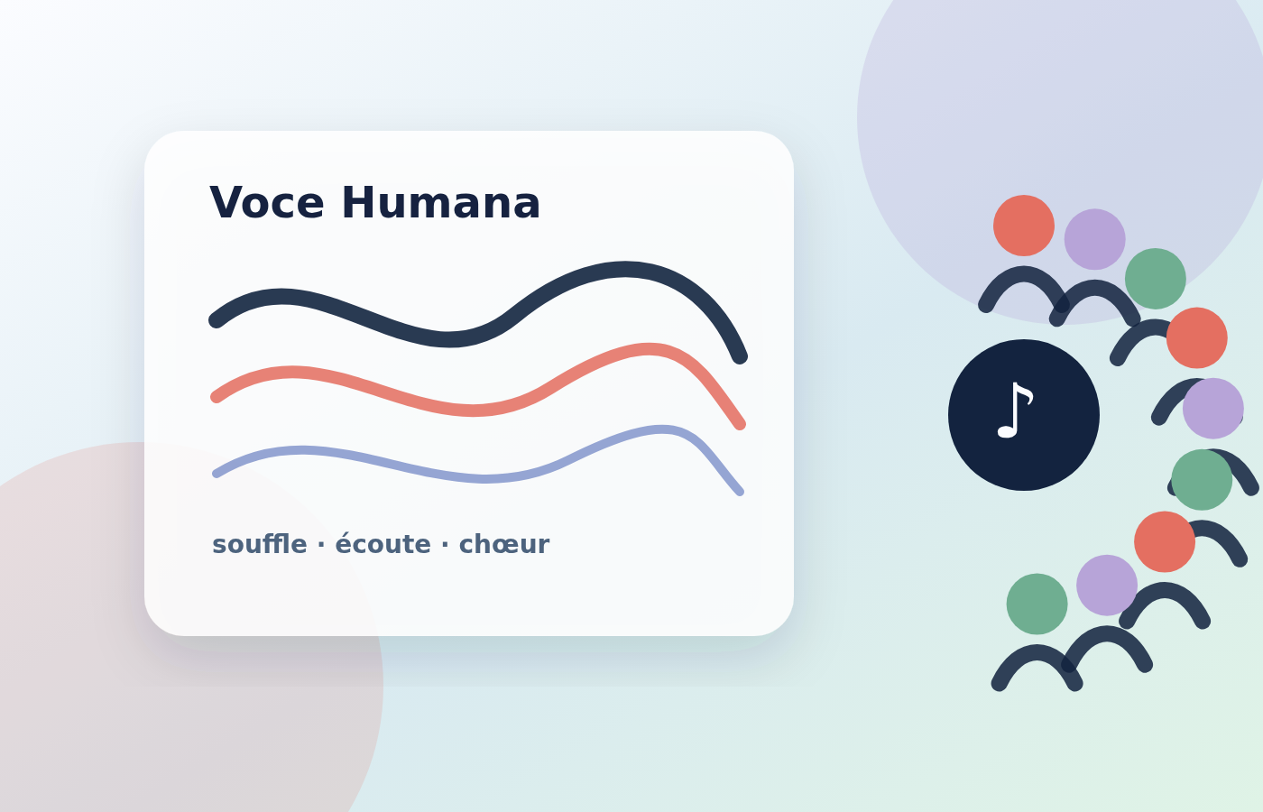 Ondes vocales et cercle choral abstrait pour présenter Voce Humana