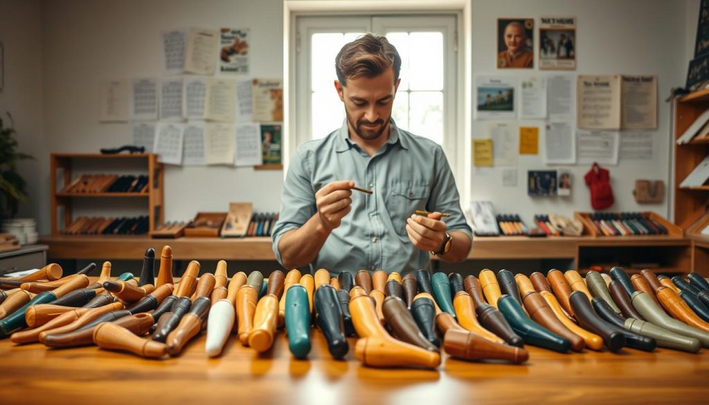A serene and inviting workshop filled with various ocarinas displayed on a polished wooden table in the foreground. Different shapes and colors of ocarinas are showcased, emphasizing options for beginners and advanced players alike. In the middle ground, a skilled musician examines an ocarina, dressed in modest casual clothing, reflecting a thoughtful expression, as if contemplating the perfect choice based on skill level and budget. In the background, soft natural light streams in through a window, highlighting a collection of music sheets and instructional materials on the walls. The atmosphere is warm and educational, promoting a sense of exploration and appreciation for the instrument. The composition is shot from a slightly elevated angle, creating depth and focus on the interaction between the musician and the ocarinas. A serene and inviting workshop filled with various ocarinas displayed on a polished wooden table in the foreground. Different shapes and colors of ocarinas are showcased, emphasizing options for beginners and advanced players alike. In the middle ground, a skilled musician examines an ocarina, dressed in modest casual clothing, reflecting a thoughtful expression, as if contemplating the perfect choice based on skill level and budget. In the background, soft natural light streams in through a window, highlighting a collection of music sheets and instructional materials on the walls. The atmosphere is warm and educational, promoting a sense of exploration and appreciation for the instrument. The composition is shot from a slightly elevated angle, creating depth and focus on the interaction between the musician and the ocarinas.