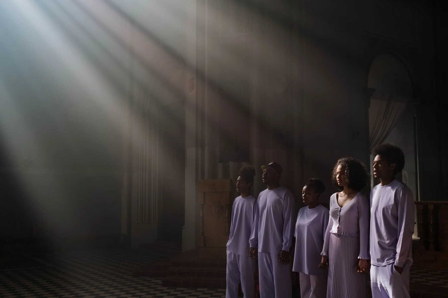 Association choir rehearsing in a church